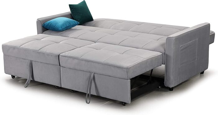 Honeypot – Sofabed – Elegance – 3 Seater – Large Sofabed – Plush Grey, Plush Marine, Plush Teal – Plush Fabric (Plush Grey) - Image 5