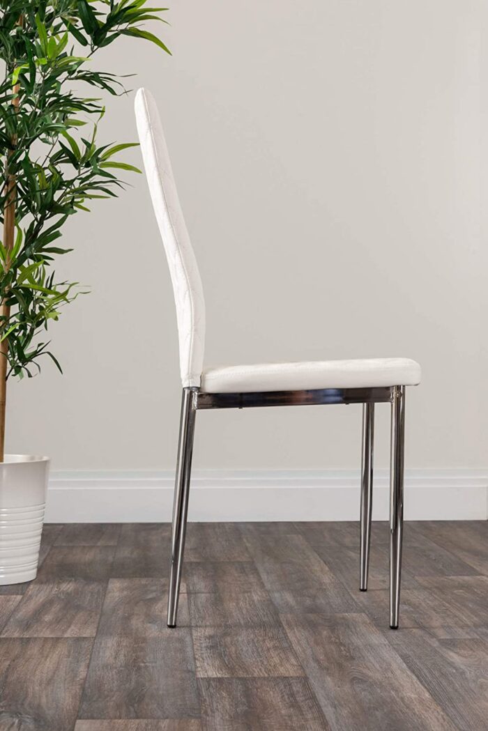 Furniturebox UK Dining Table & Chairs- Imperia Dining Table Set With 4 White Milan Chairs – Stunning High Gloss Grey Dining Table (Dining Table + 4 White Milan Chairs) - Image 8
