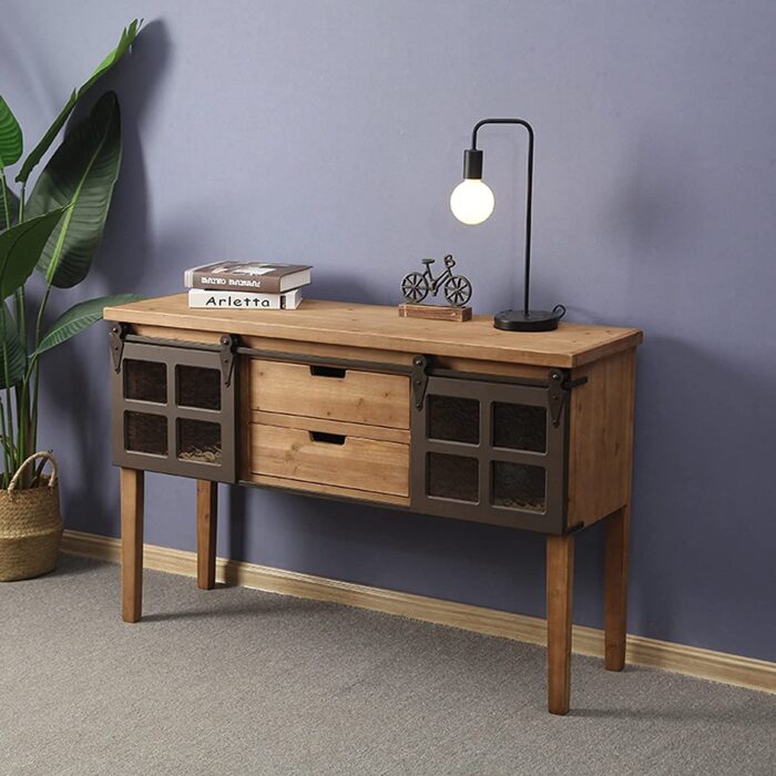 QINGGANGLING999 Wine Sideboard Wine Cabinet, Sideboard, Floor Storage Cabinet for Dining Room, Living Room, Kitchen, Industrial Style Liquor Cupboard - Image 3
