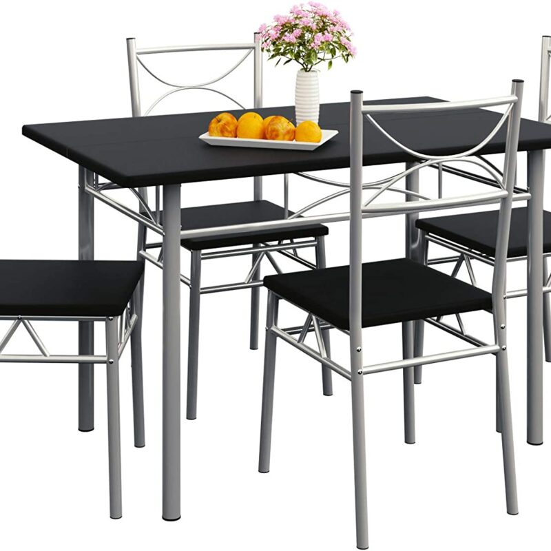 CASARIA Dining Table Chairs Set Kitchen 4 Seats Rectangular Living Room Breakfast Modern Furniture
