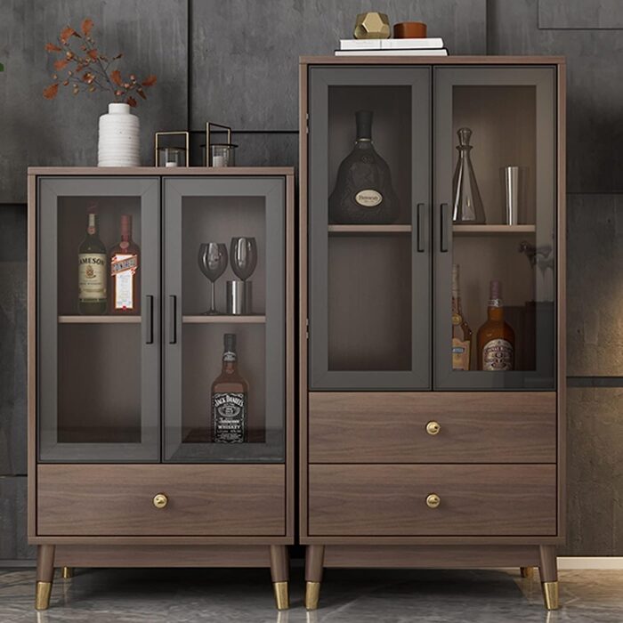 SUNESA Wine Cabinet Simplicity Wine Cabinet with 2 Doors and 2 Drawers, Entryway Storage Cabinet Dining Room Storage Bar Cabinet Living Room Bar Cabinets - Image 4