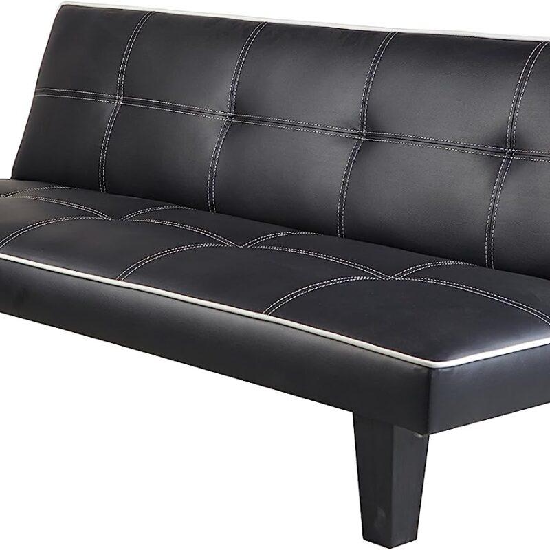 7Star Click Clack faux leather Sofa Bed Black spare room, guest room or games room recliner bed Settee Sale