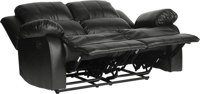Lexicon Baluze Double Reclining Loveseat, Black & Baluze Double Reclining Sofa, Black - Image 4