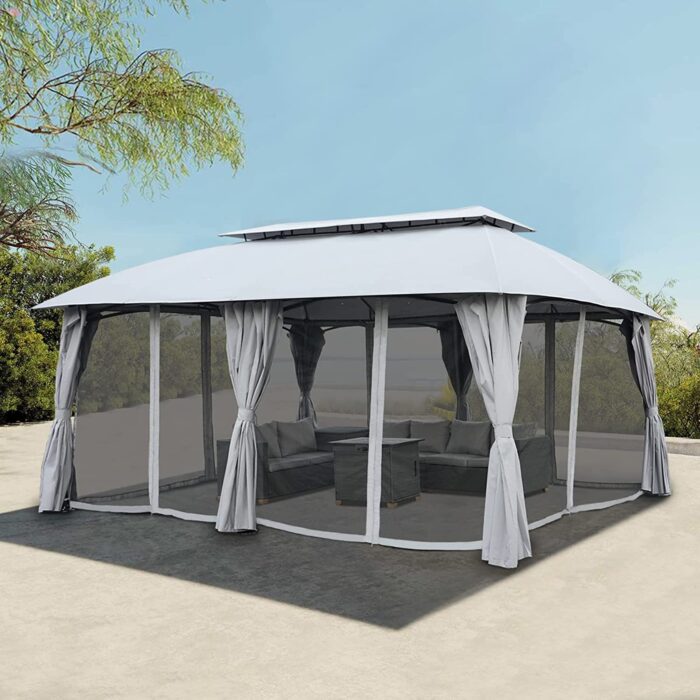 Grand Patio 13'x20' Gazebo for Patio Double Vent Canopy with Netting and Curtains for Deck Backyard Garden Lawns - Image 3