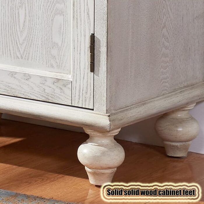 ACIYD Luxury Buffet Sideboard Bar Cabinet with Storage, Solid Wood Wine Cabinet Side Cabinet High Cabinet Modern Minimalist Living Room Dining Room Display Cabinet (Color : White) - Image 6