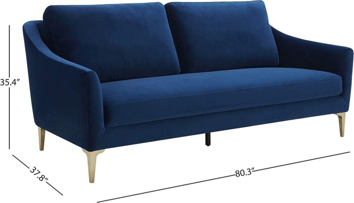 Amazon Brand – Rivet Alonzo Contemporary Velvet Sofa Couch, 80.3"W, Blue - Image 4