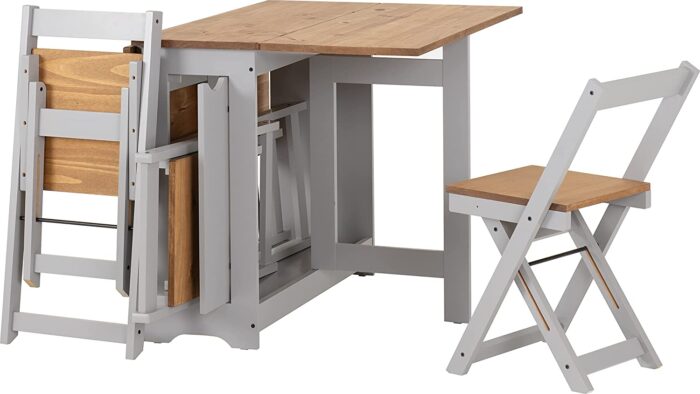 Seconique Santos Butterfly Folding Dining Set, Grey, Grey & Pine - Image 2