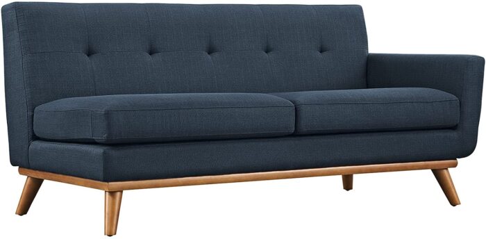 Modway Engage Mid-Century Modern Upholstered Fabric L-Shaped Sectional Sofa in Azure - Image 4