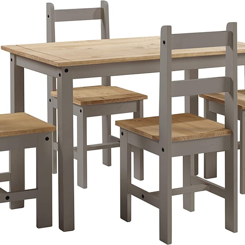 Mercers Furniture Corona Grey Wax Budget Dining Table and 4 Chairs