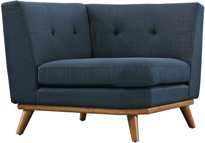 Modway Engage Mid-Century Modern Upholstered Fabric L-Shaped Sectional Sofa in Azure - Image 6