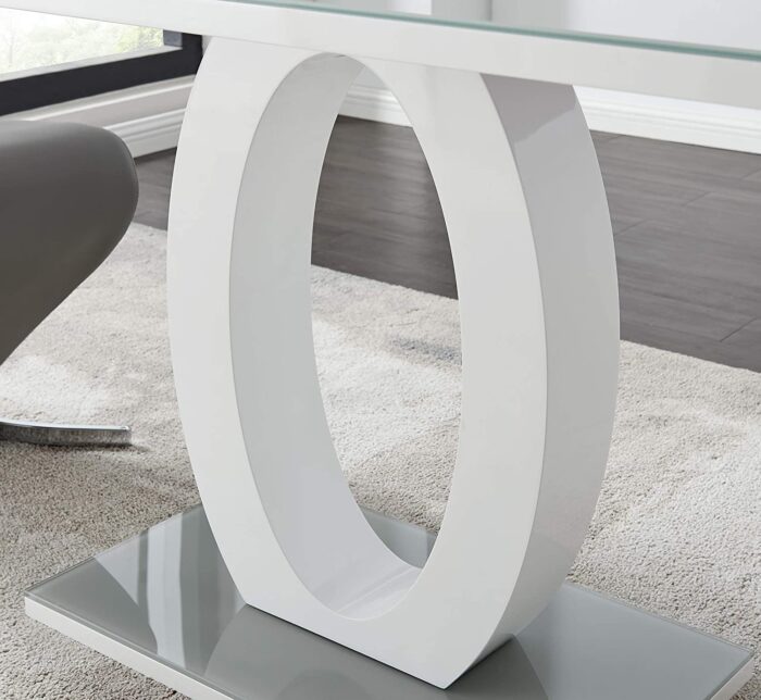 Furniturebox UK – Giovani Modern Stylish Grey/White High Gloss Glass Dining Table and 4 Modern Lorenzo Chairs Set (Dining Table + 4 White Lorenzo Chairs) - Image 4