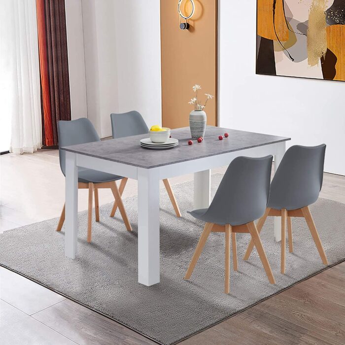 CLIPOP Dining Table and Chairs Set 4, Modern Rectangle Kitchen Table and 4 Grey Chairs with Wooden Legs,Contemporary Dining Room Table Set - Image 7