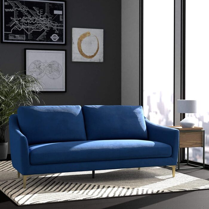 Amazon Brand – Rivet Alonzo Contemporary Velvet Sofa Couch, 80.3"W, Blue - Image 6