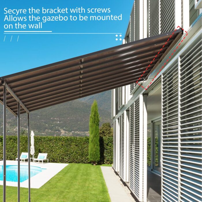 BPS 16.5' x 10' Wall Mount Gazebo Outdoor Pergola Polycarbonate Gazebo with Water-Resistant and UV-Fighting Panels Canopy - Image 2