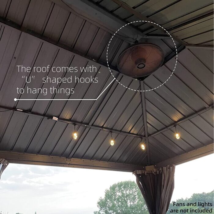 PURPLE LEAF 12' X 20' Permanent Hardtop Gazebo Aluminum Gazebo with Galvanized Steel Double Roof for Patio Lawn and Garden, Curtains and Netting Included, Grey - Image 6