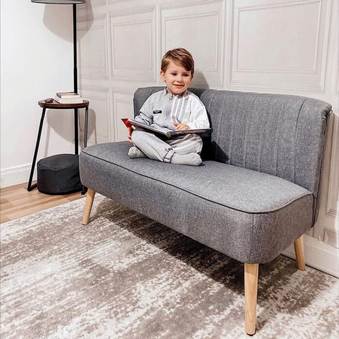 HOMCOM Modern Double Seat Sofa Loveseat Couch 2 Seater Compact Sofa Padded Linen Wood Leg Grey - Image 8