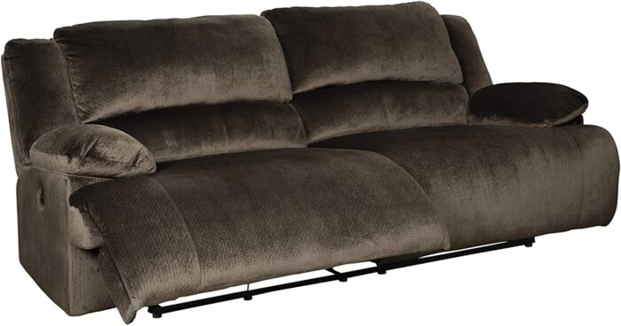 Signature Design by Ashley Clonmel Microfiber Extra Wide Seat Adjustable Power Reclining Sofa, Brown & Clonmel Microfiber Extra Wide Manual Reclining Loveseat, Brown - Image 4
