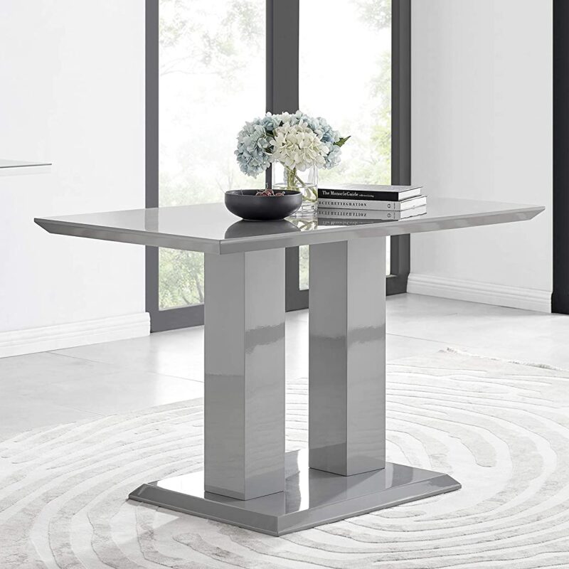 Furniturebox UK Imperia 4 Modern Grey High Gloss Dining Table And 4 Stylish Contemporary Lorenzo Dining Chairs Set (Dining Table Only)