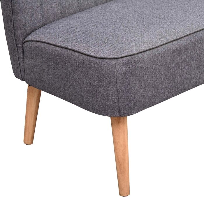 HOMCOM Modern Double Seat Sofa Loveseat Couch 2 Seater Compact Sofa Padded Linen Wood Leg Grey - Image 4