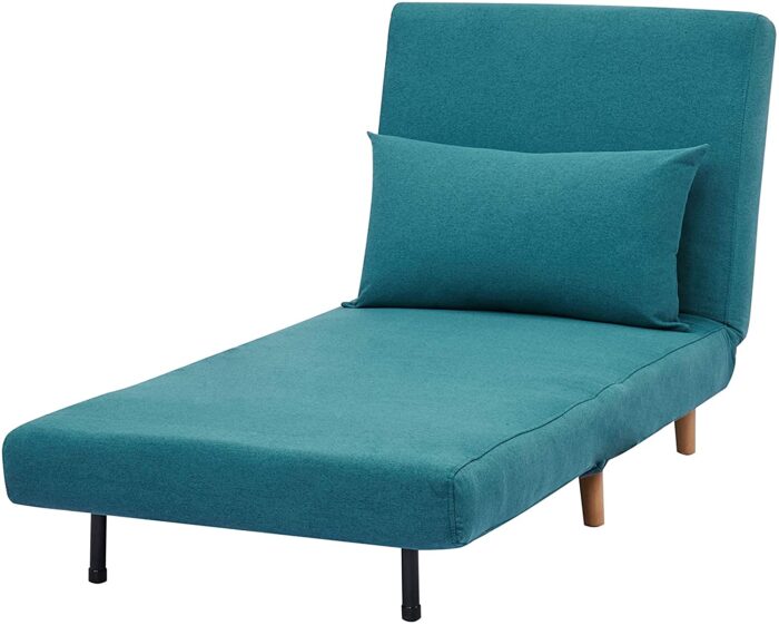 GIA Tri-Fold Convertible Polyester Sofa Bed Chair with Removable Pillow and Legs, Peacock Blue 1 pack - Image 5