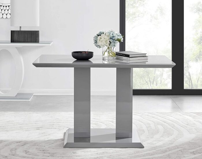 Furniturebox UK Dining Table & Chairs- Imperia Dining Table Set With 4 White Milan Chairs – Stunning High Gloss Grey Dining Table (Dining Table + 4 White Milan Chairs) - Image 4