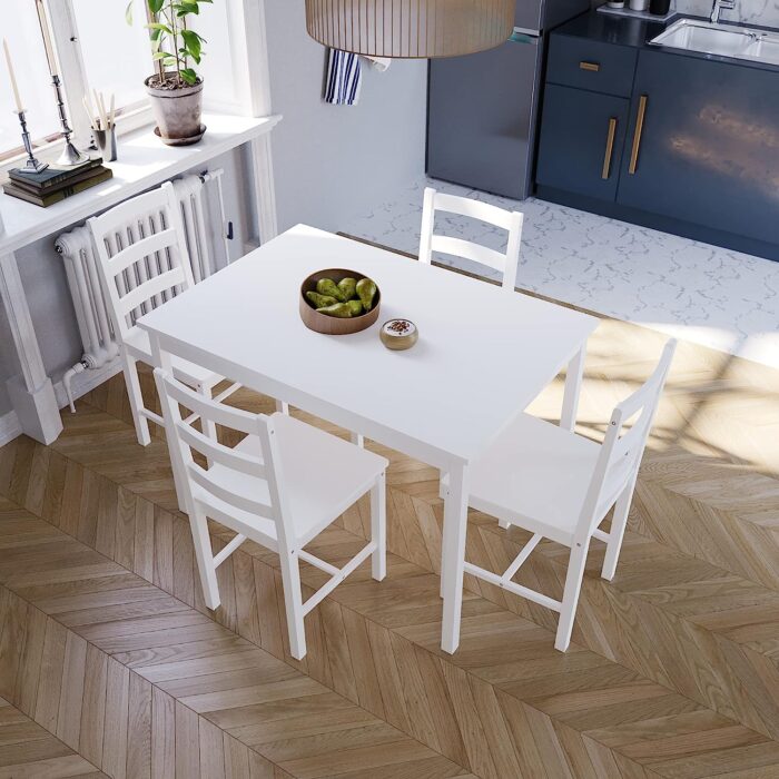 Vida Designs Yorkshire Dining Table and Chairs Set Kitchen Home Furniture (White, 4 Seater) - Image 3