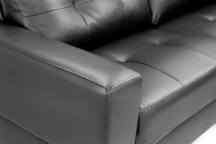 Honeypot – Sofa – Jerry – 3 Seater – 2 Seater – Armchair – Black – Grey – Faux leather (3 Seater, Black) - Image 5