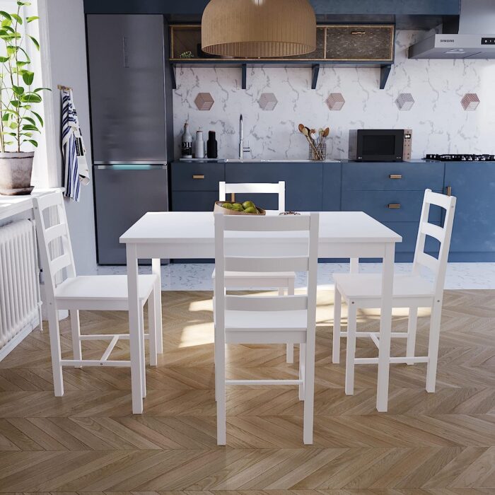 Vida Designs Yorkshire Dining Table and Chairs Set Kitchen Home Furniture (White, 4 Seater) - Image 2