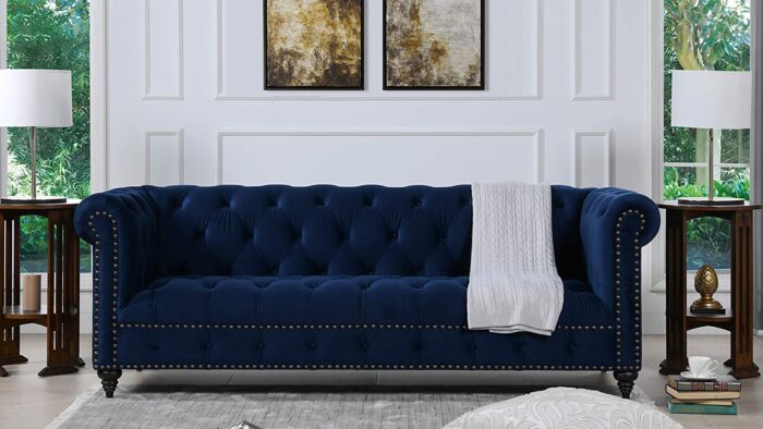 Jennifer Taylor Home Dalton Sofas, Navy Blue Velvet - Image 3