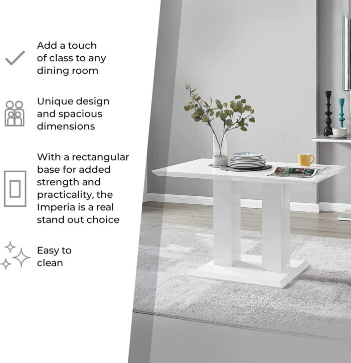 Furniturebox UK Dining Table & Chairs- Imperia Dining Table Set with 4 Grey Milan Chairs – Stunning High Gloss Grey Dining Table (Dining Table + 4 Grey Milan Chairs) - Image 3