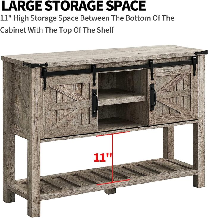 OKD Console Entryway Table Entry Hallway Entrance Foyer Sofa Tables Buffet Sideboard Farmhouse with Sliding Barn Doors, for Living Dining Room Kitchen, Light Rustic Oak - Image 8