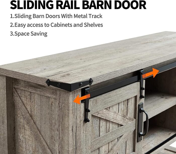 OKD Console Entryway Table Entry Hallway Entrance Foyer Sofa Tables Buffet Sideboard Farmhouse with Sliding Barn Doors, for Living Dining Room Kitchen, Light Rustic Oak - Image 4