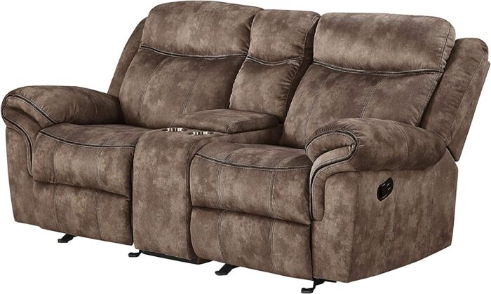 Acme Furniture Zubaida Sofa (Glider & Motion) – – 2-Tone Chocolate Velvet & Zubaida Loveseat w/Console (Glider & Motion) – – 2-Tone Chocolate Velvet. - Image 5