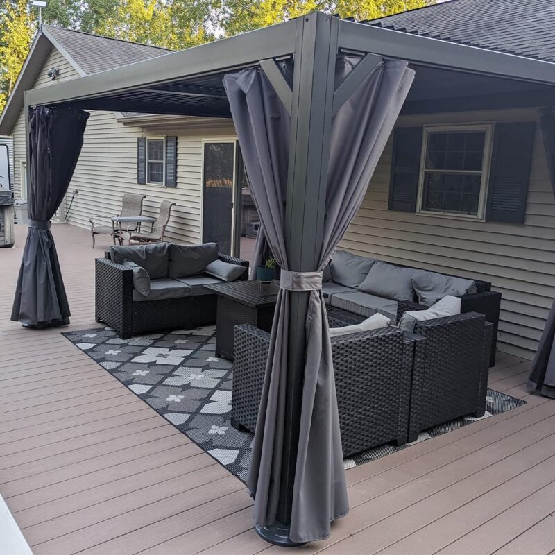 PURPLE LEAF Outdoor Louvered Pergola 10' × 13' Adjustable Metal Roof Hardtop Gazebo