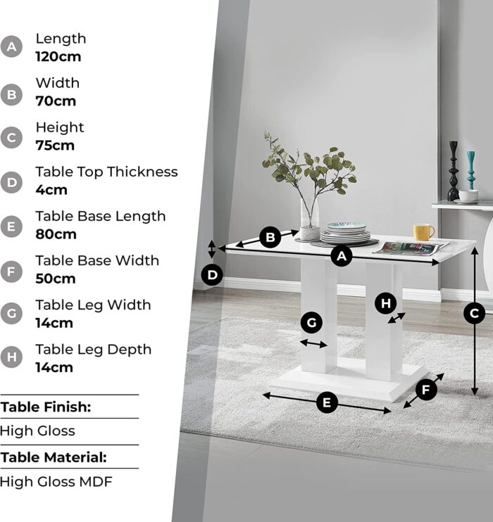 Furniturebox UK Dining Table & Chairs- Imperia Dining Table Set with 4 Grey Milan Chairs – Stunning High Gloss Grey Dining Table (Dining Table + 4 Grey Milan Chairs) - Image 4