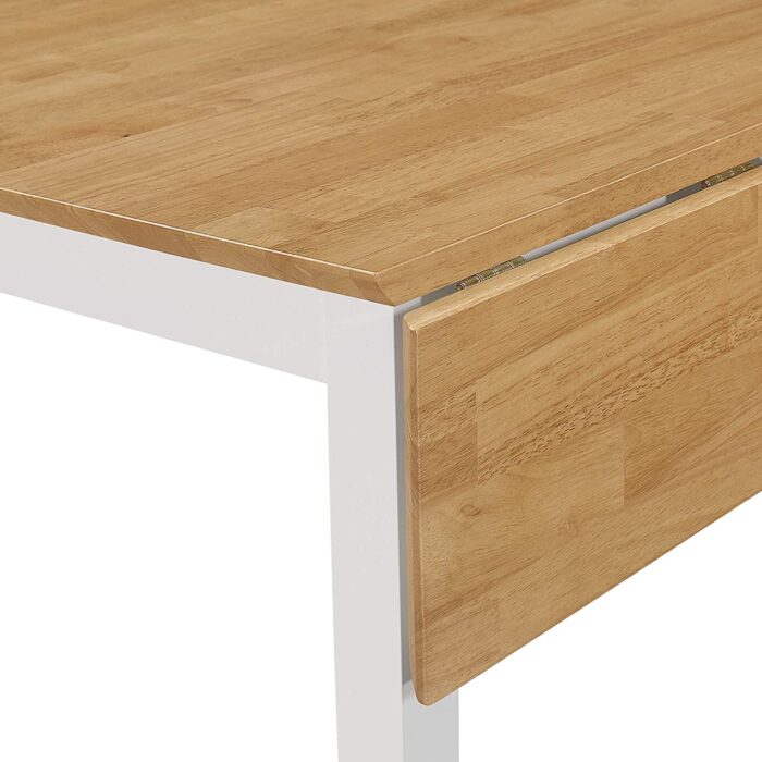 Hallowood Furniture Ledbury Small Wooden Drop Leaf Dining Table and Set of 4 Chairs in White and Oak Finishing – Space Saving Dining Table for Kitchen and Apartments – Ideal for Restaurants and Café - Image 4