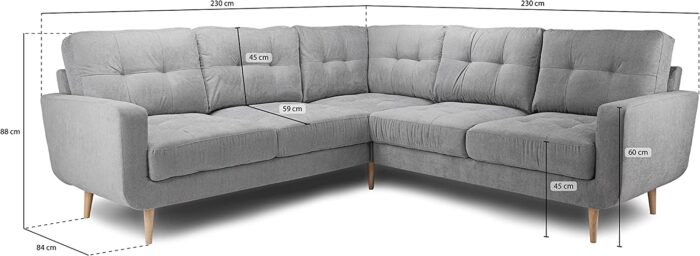 Honeypot – Sofa – Aurora – Grey Fabric – Corner – 3 Seater – 2 Seater (2C2 Corner) - Image 3