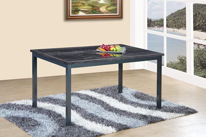 7 Star Furniture Marble Effect MDF Black, Grey or Brown Dining Table with Optional 4/6 Faux Leather Chairs (120cm Table only, Charcoal Grey) - Image 3