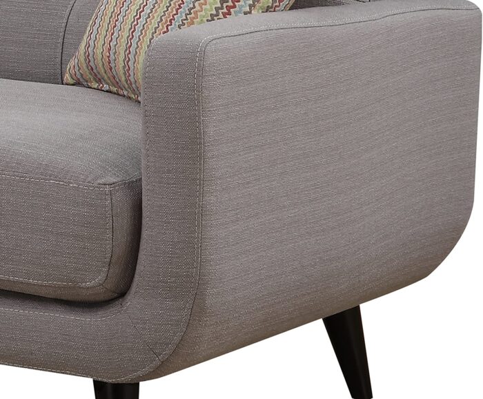 AC Pacific Crystal Collection Upholstered Gray Mid-Century 2-Piece Living Room Set with Tufted Sofa and Loveseat and 4 Accent Pillows, Gray - Image 7