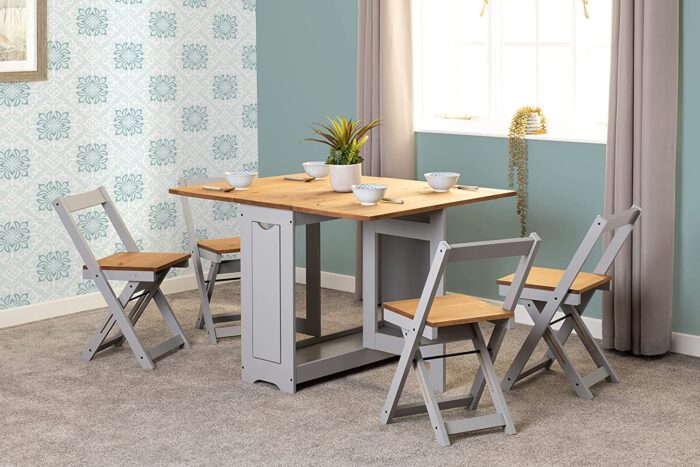 Seconique Santos Butterfly Folding Dining Set, Grey, Grey & Pine - Image 4