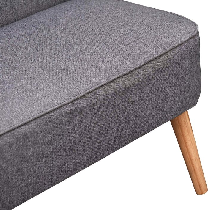 HOMCOM Modern Double Seat Sofa Loveseat Couch 2 Seater Compact Sofa Padded Linen Wood Leg Grey - Image 6