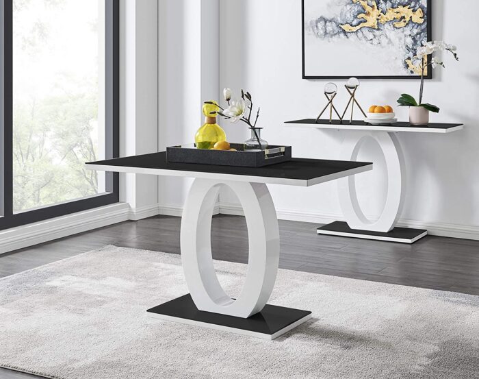 Furniturebox UK Dining Set – Giovani Dining Table and Milan Chairs Set Of 4 – Contemporary High Gloss and Glass Table with Modern Milan Chairs (White Dining Table + 4 Black Milan Chairs) - Image 4